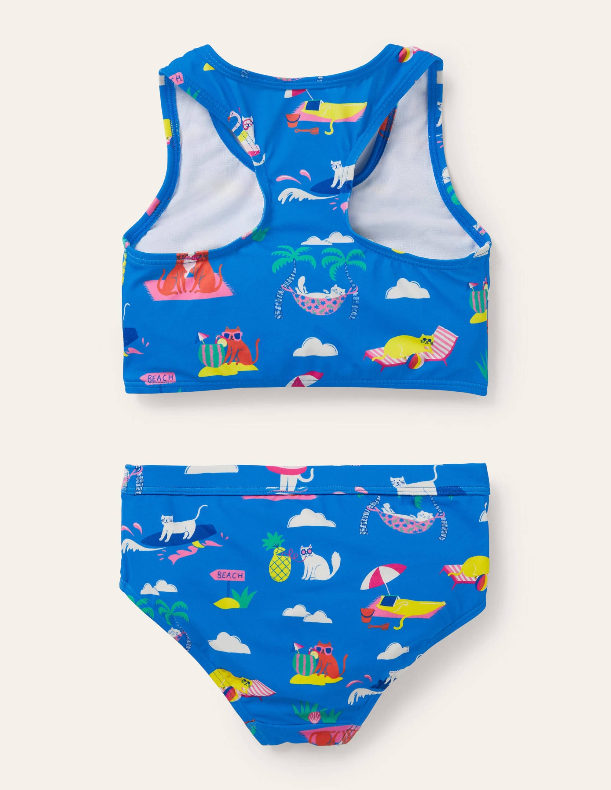 Racerback Bikini Set-Moroccan Blue Holiday Cats - Image 2
