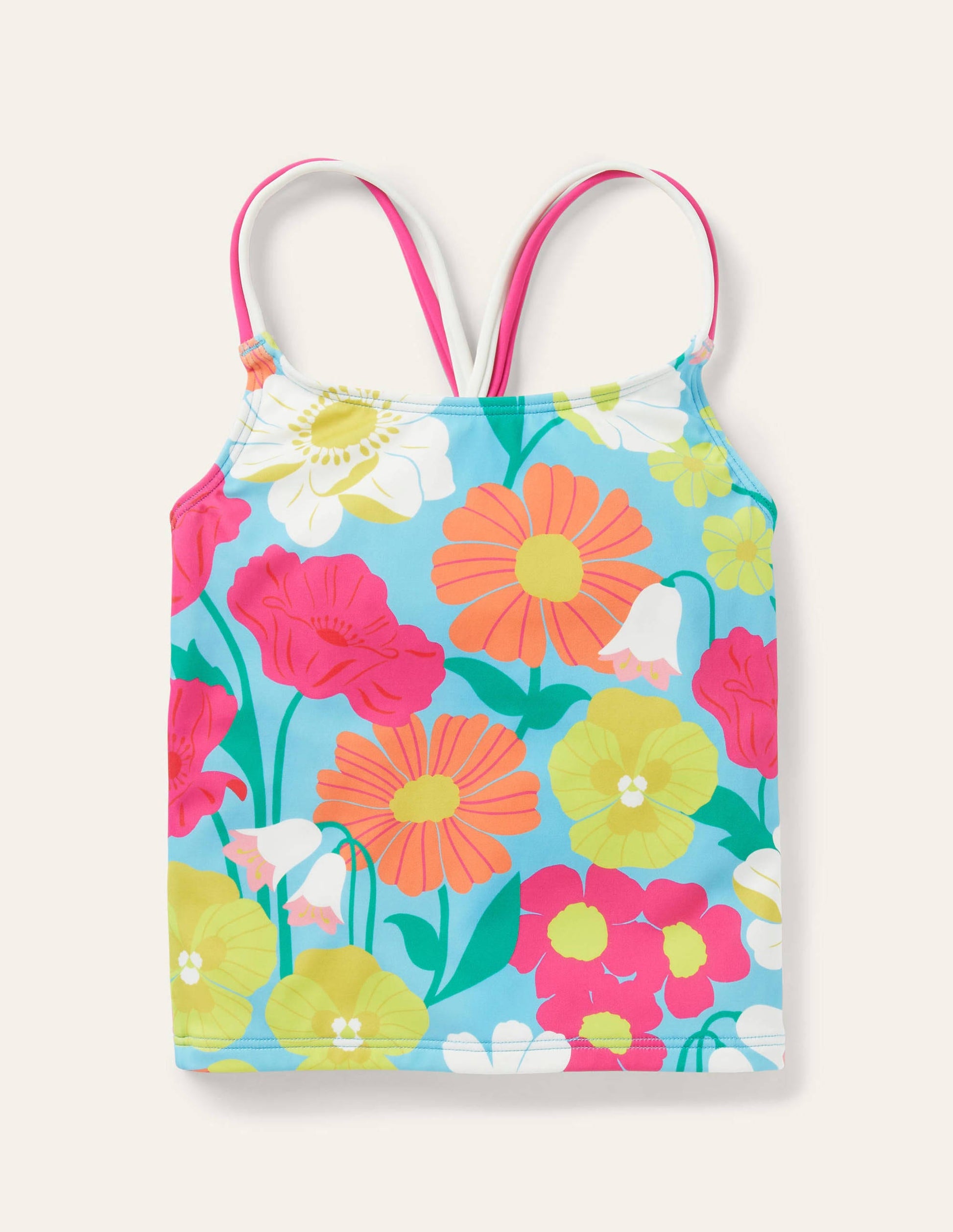 Patterned Tankini Top-Aqua Fabulous Floral-1