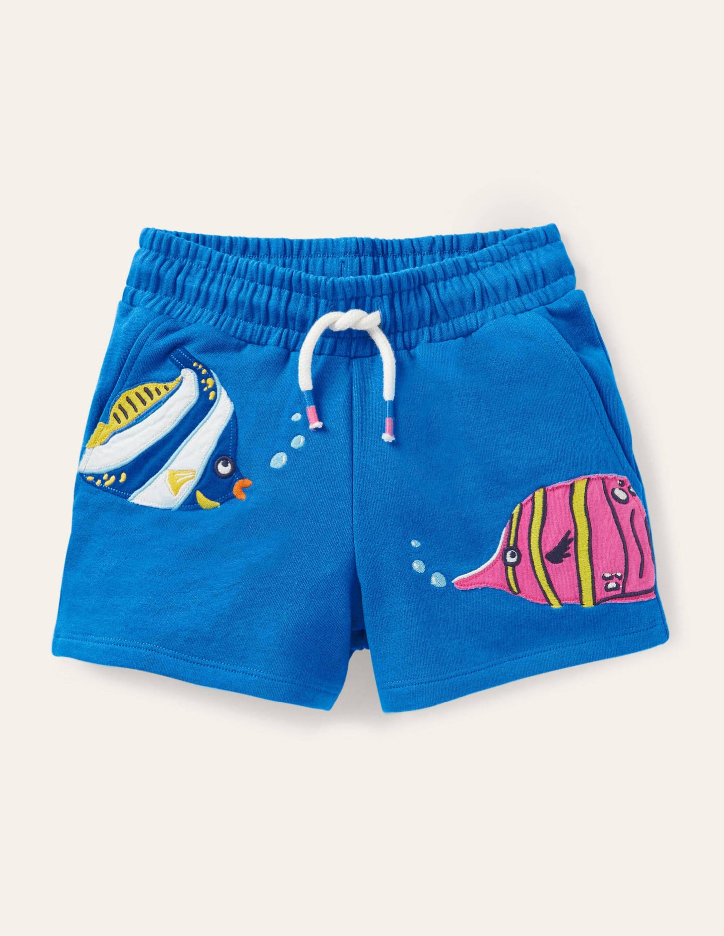 Appliqué Jersey Shorts-Moroccan Blue Fish