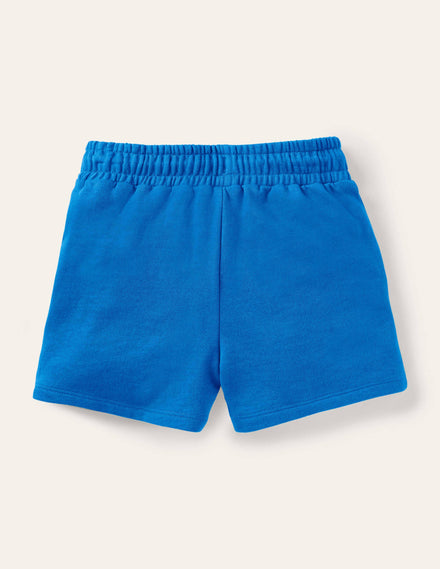 Appliqué Jersey Shorts-Moroccan Blue Fish