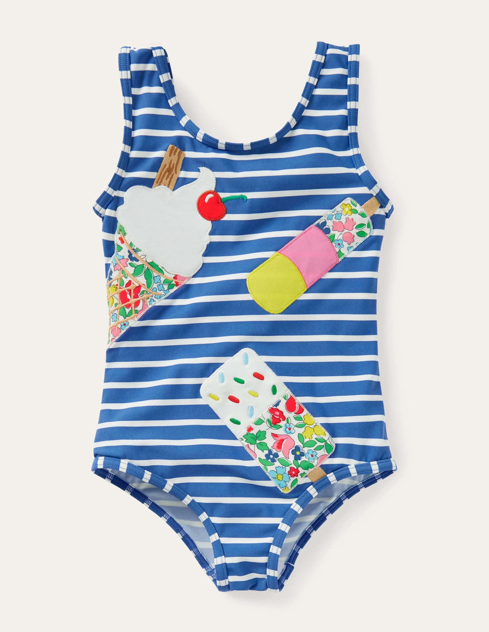 Fun Appliqué Swimsuit-Elizabethan Blue Ice Creams - Image 1