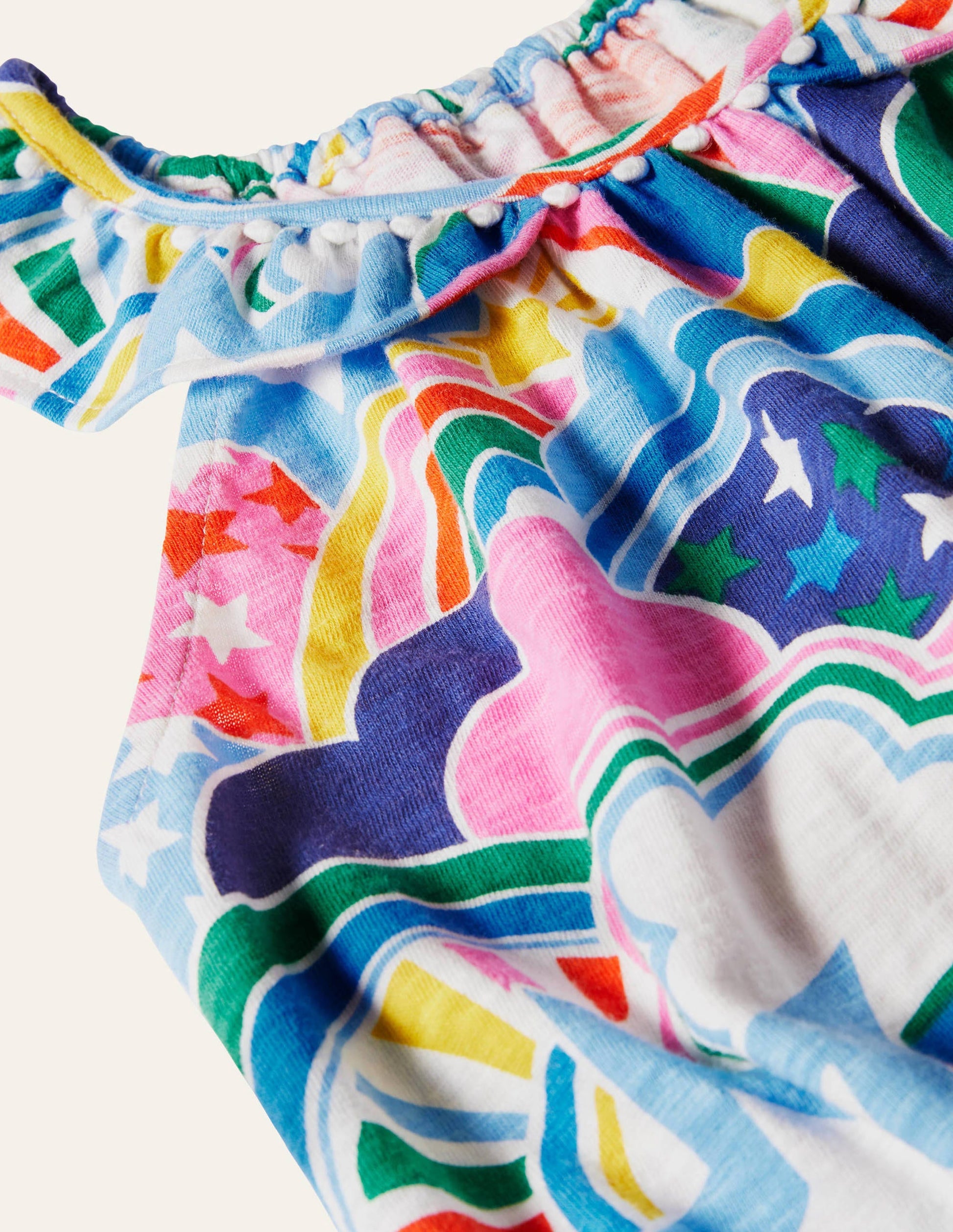 Charlie Pom Jersey Playsuit-Multi Star Rainbow-3