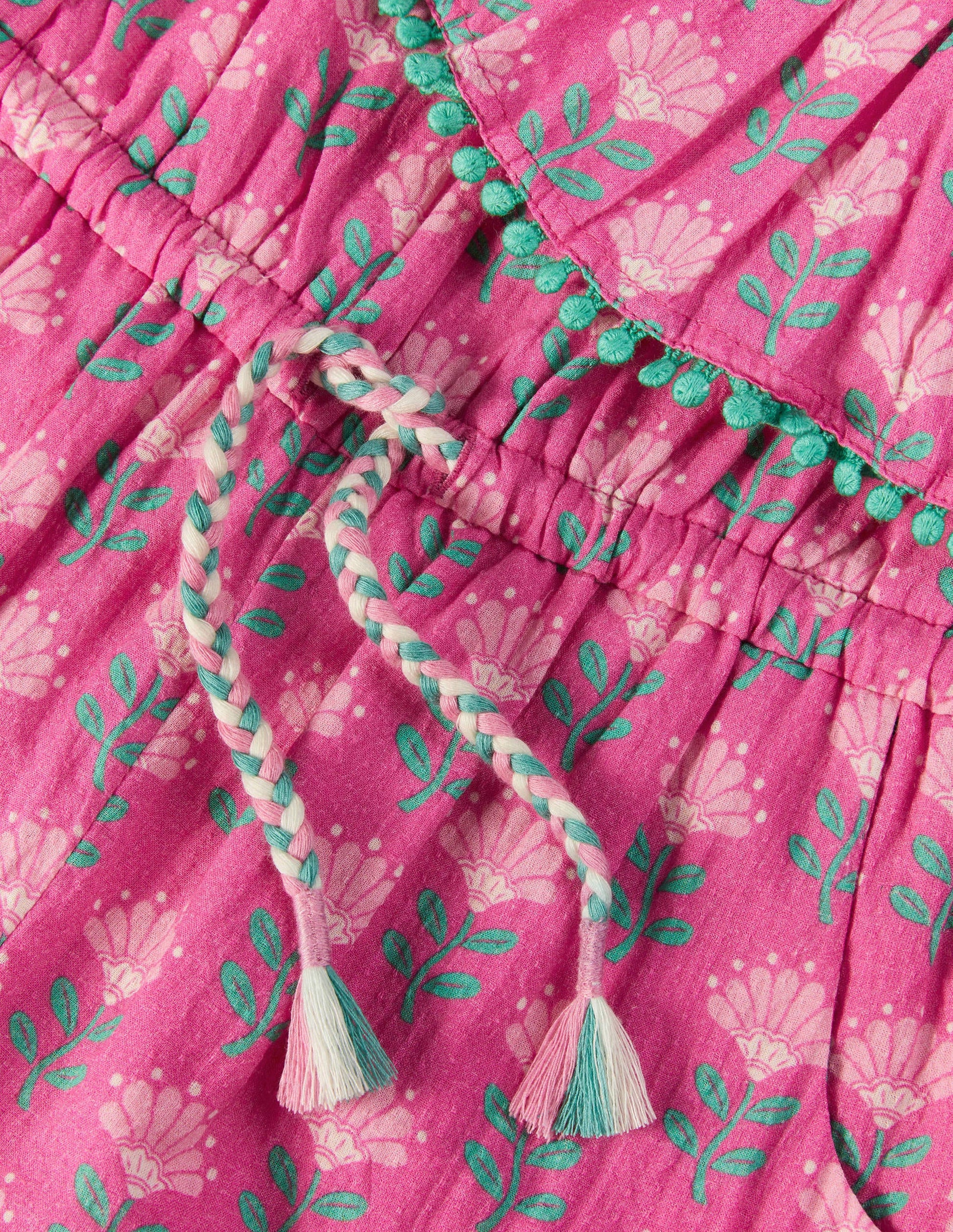 One Shoulder Ric Rac Playsuit-Tickled Pink Woodblock-3