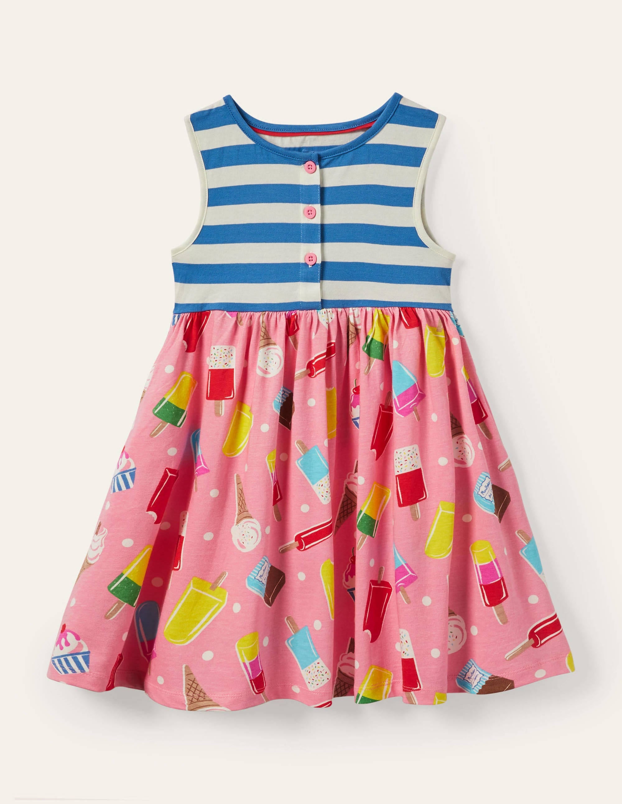 Hotchpotch Jersey Dress-Pink Lemonade Ice Cream Spot - Image 1