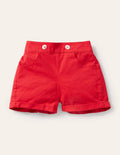 Button Detail Shorts-Strawberry Tart