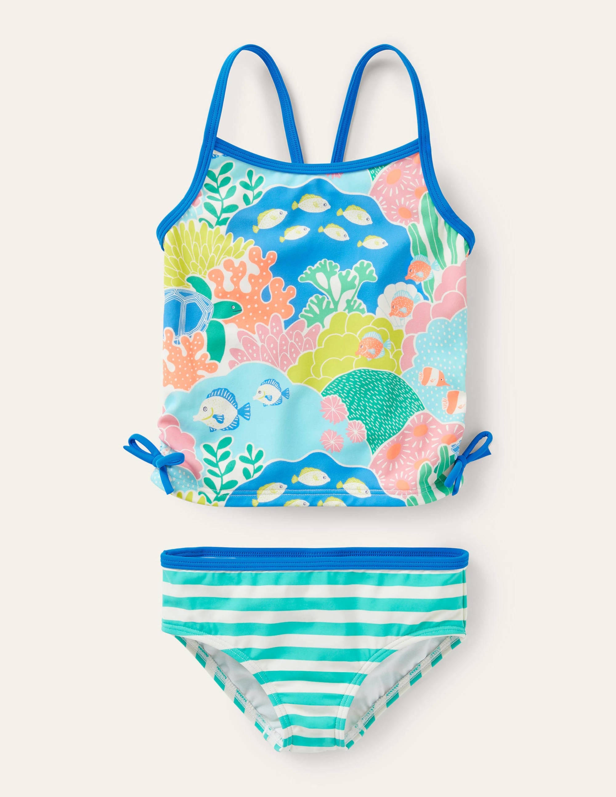 Ruched Tankini Set-Multi Coral Reef - Image 1