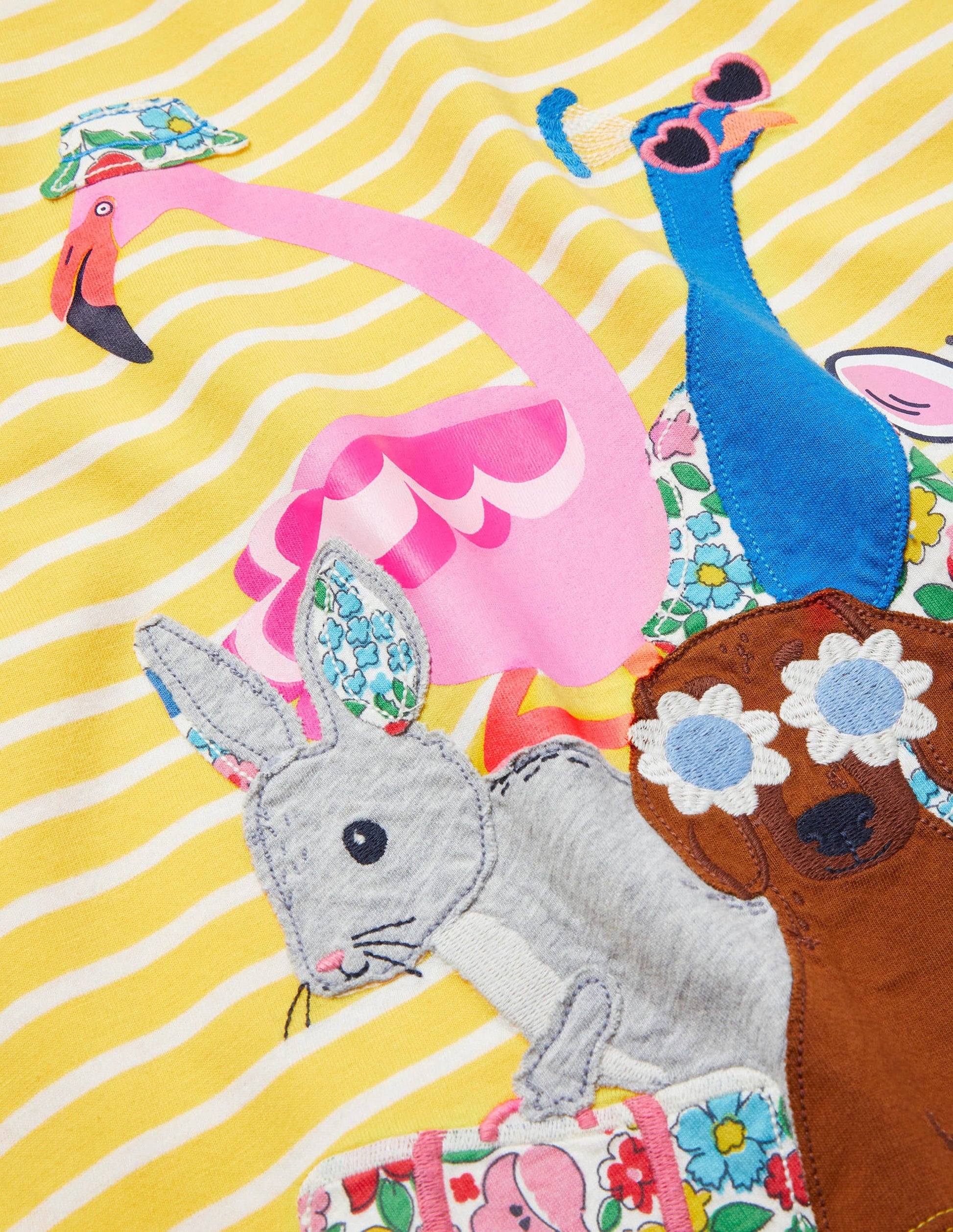 Appliqué Jersey Dress-Daffodil/ Ivory Animals-4
