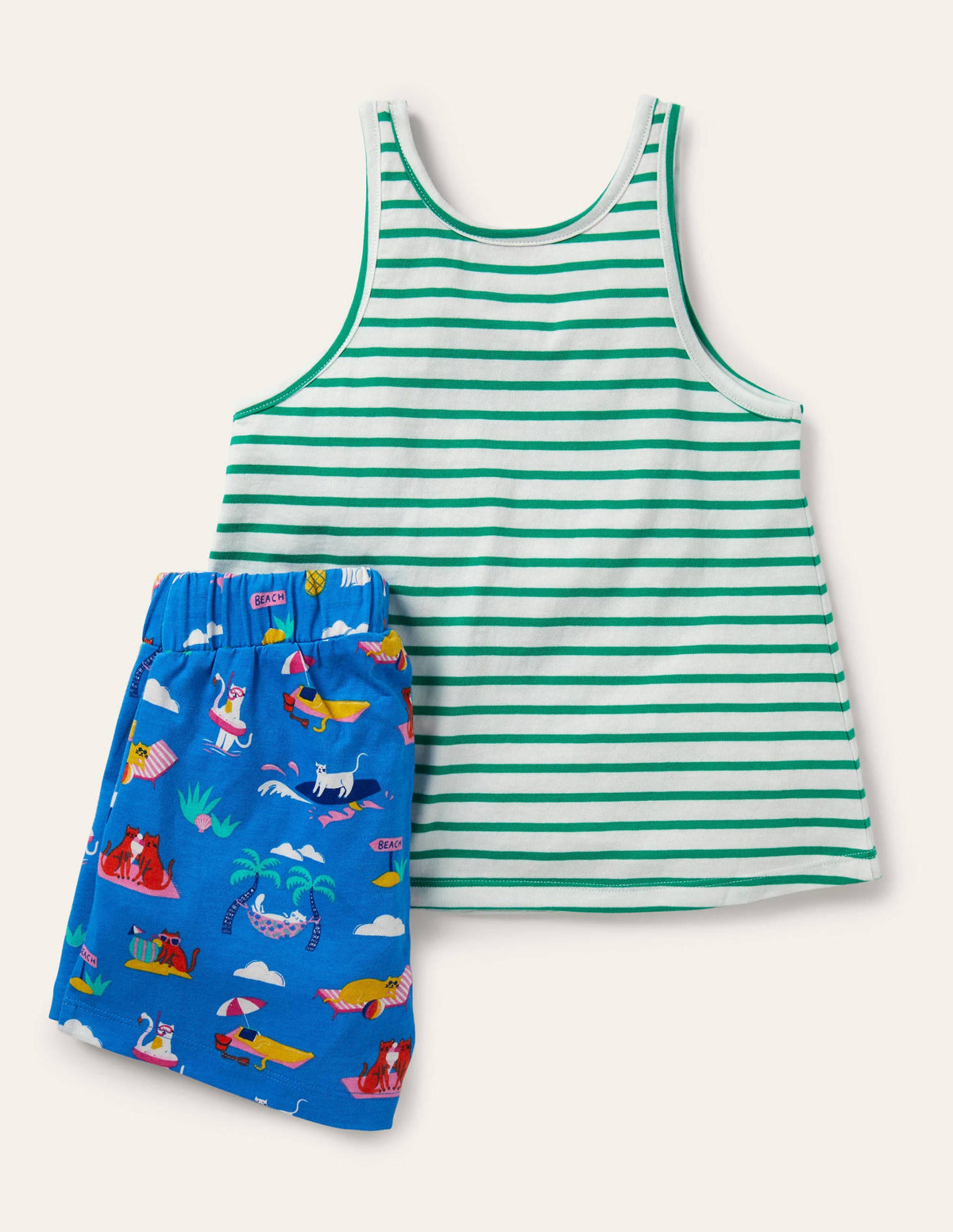 Fun Pocket Pyjama Set-Moroccan Blue Holiday Cats - Image 2