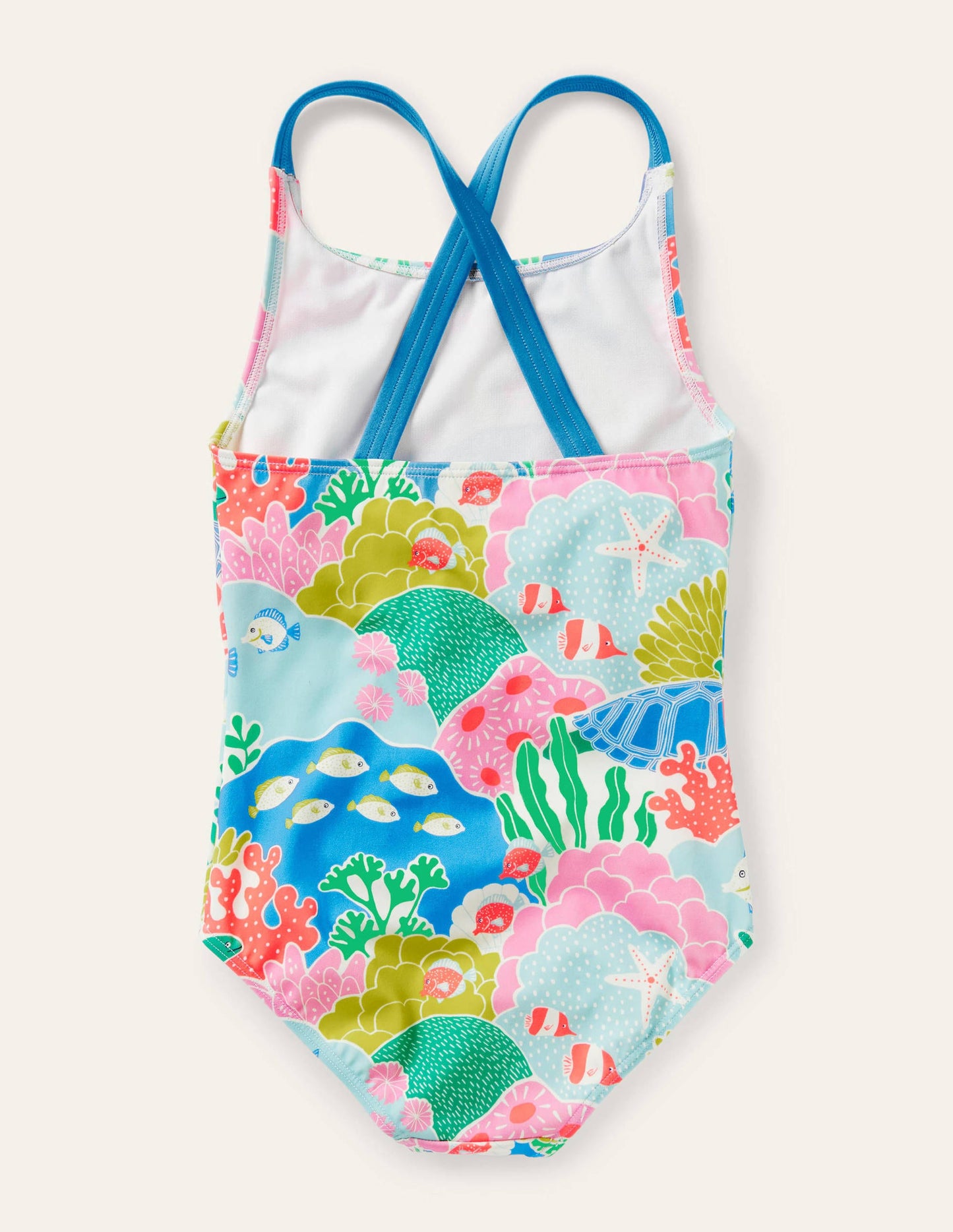 Cross-back Printed Swimsuit-Multi Coral Reef