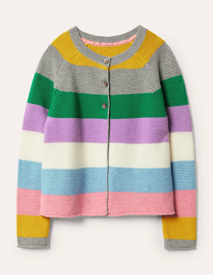 Cotton Cashmere Mix Cardigan-Multi Stripe
