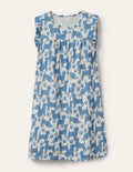 Printed Short-sleeved Nightie-Blue Playful Pups