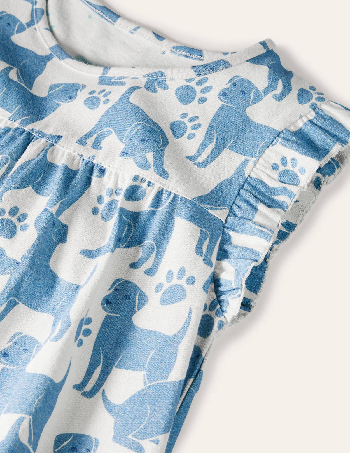 Printed Short-sleeved Nightie-Blue Playful Pups-3