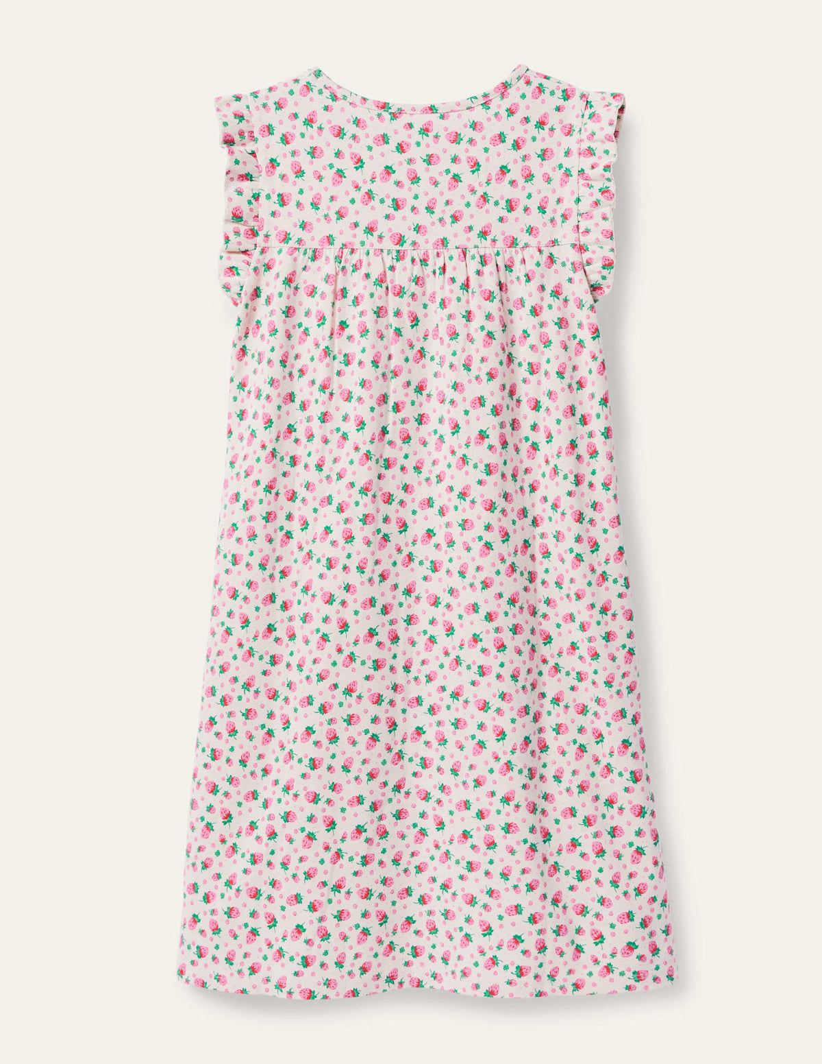 Printed Short-sleeved Nightie-Ivory Vintage Strawberries - Image 2