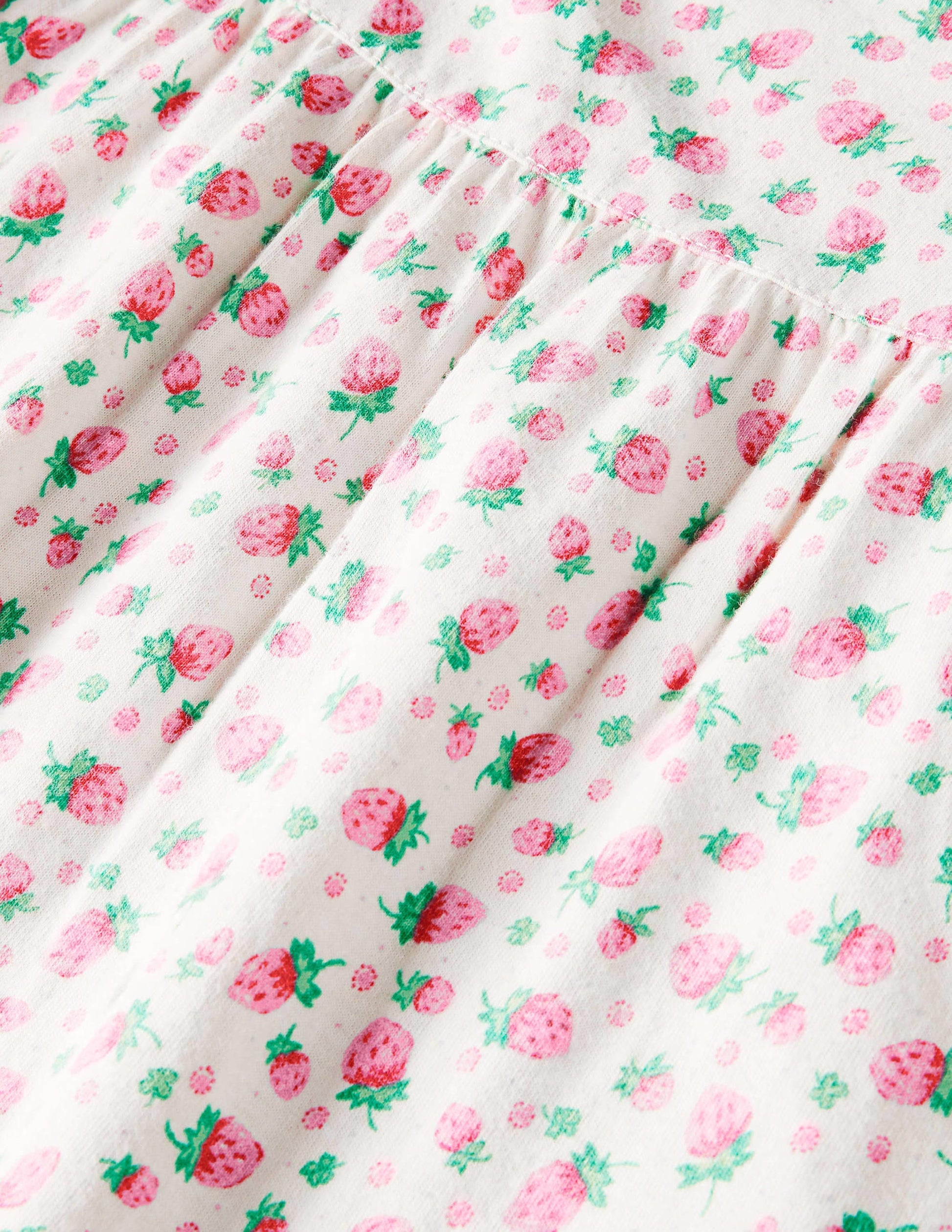 Printed Short-sleeved Nightie-Ivory Vintage Strawberries-3