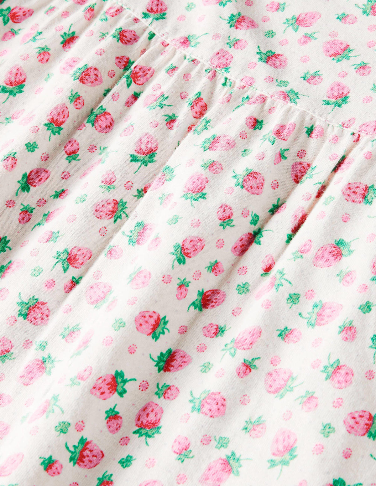 Printed Short-sleeved Nightie-Ivory Vintage Strawberries - Image 3