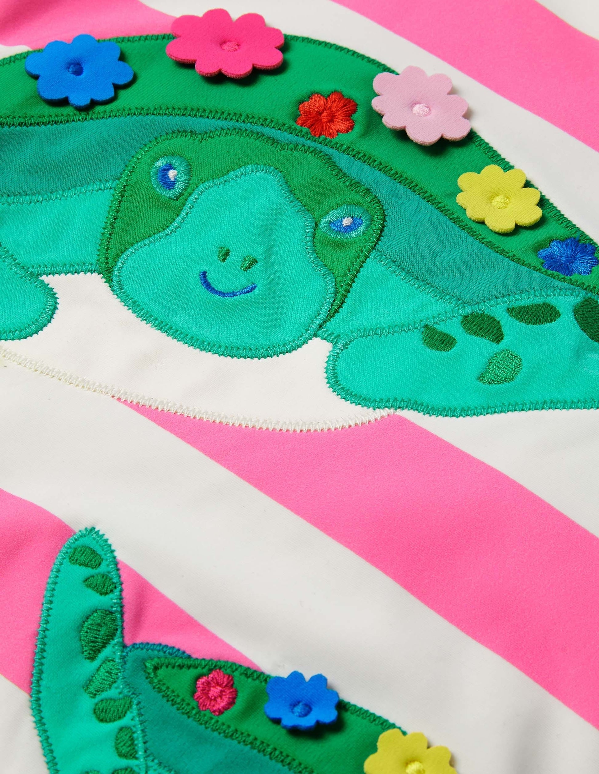 Appliqué Swimsuit-Sweet Pink/ Ivory Turtles-3