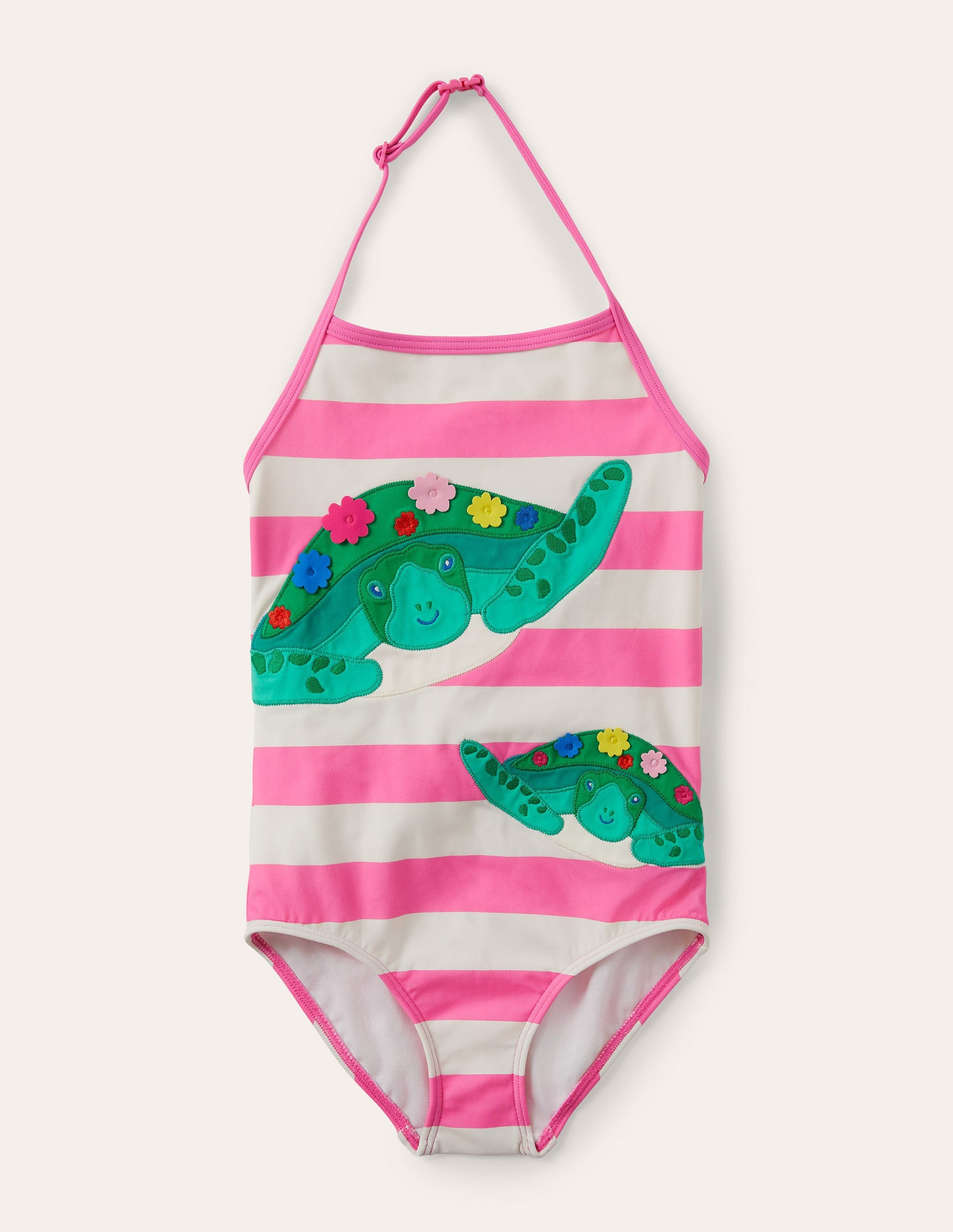 Appliqué Swimsuit-Sweet Pink/ Ivory Turtles-1