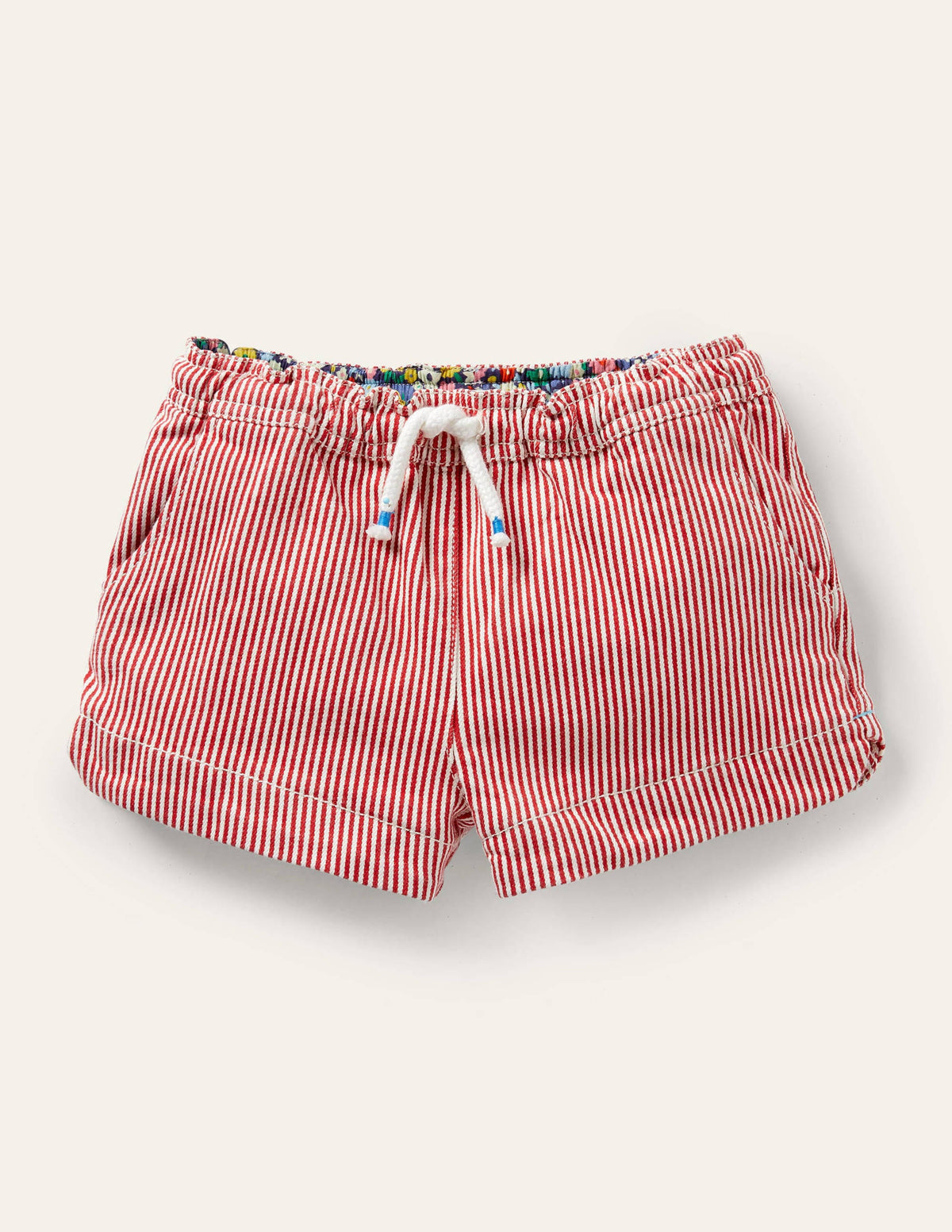 Heart Pocket Shorts-Strawberry Tart Ticking-1