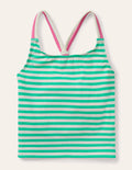 Patterned Tankini Top-Light Green/ Ivory