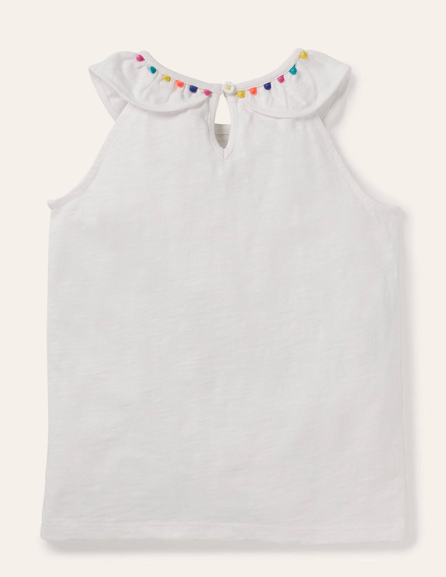 Charlie Pom Jersey Vest-White
