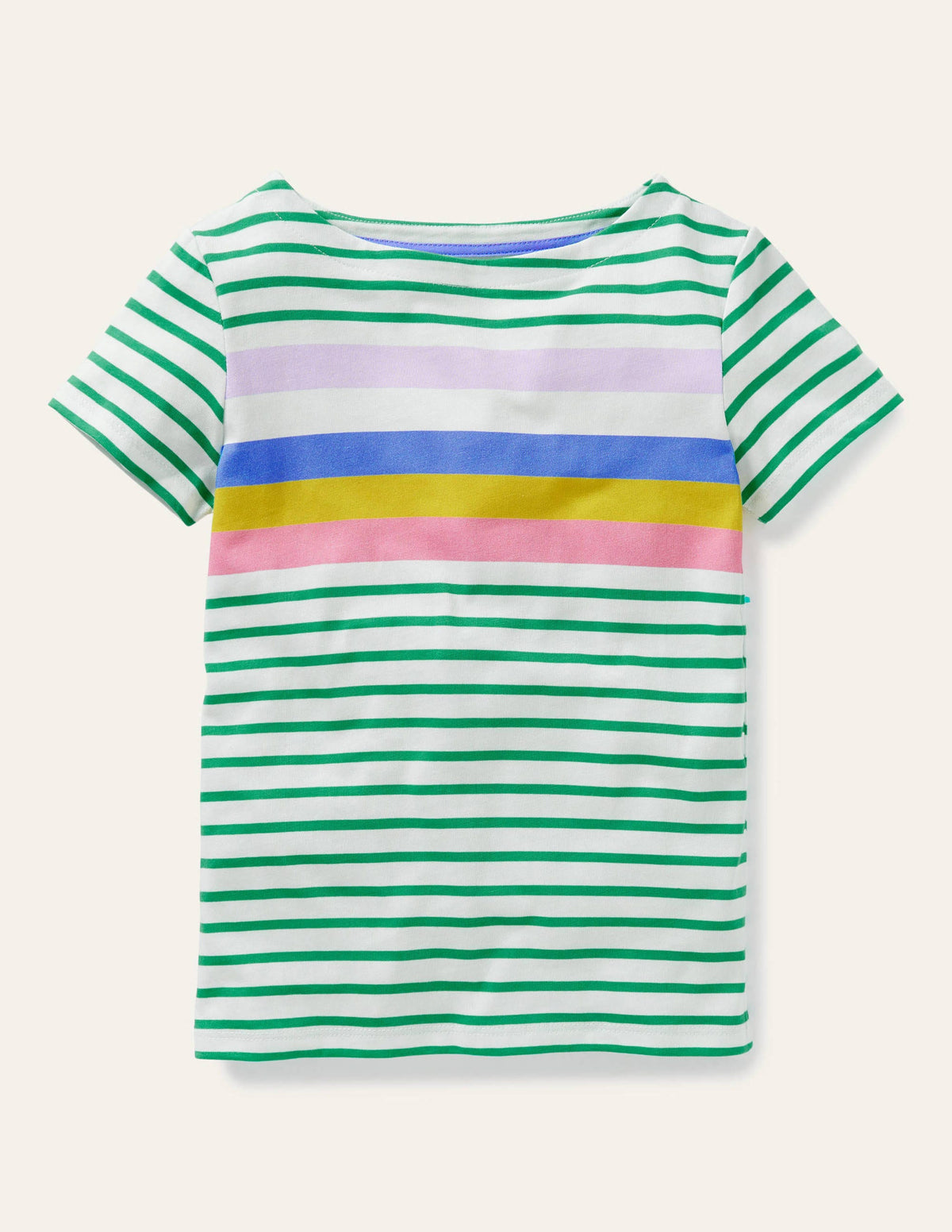Short-sleeved Breton-Sapling Green/ Lilac Rainbow-1
