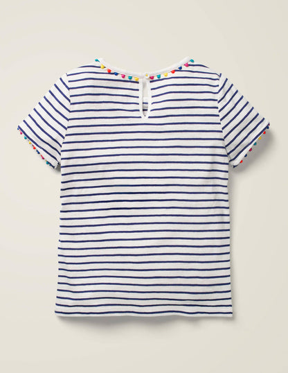 Charlie Pom Jersey T-shirt-Indigo Navy/Ivory-2