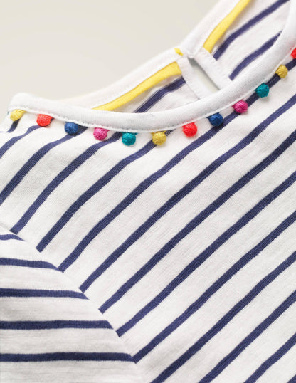 Charlie Pom Jersey T-shirt-Indigo Navy/Ivory-3