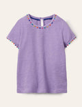 Charlie Pom Jersey T-shirt-Cool Violet Purple