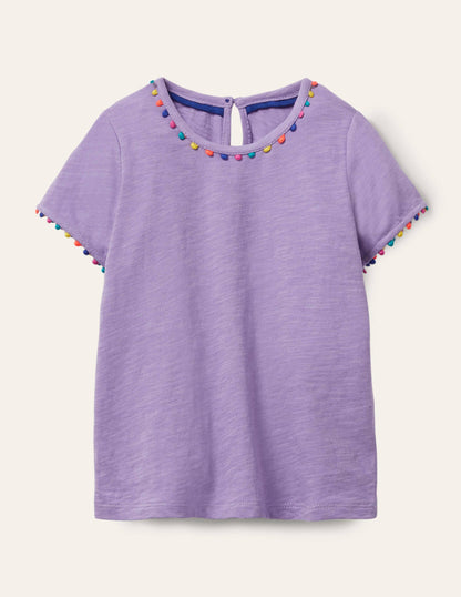 Charlie Pom Jersey T-shirt-Cool Violet Purple-1