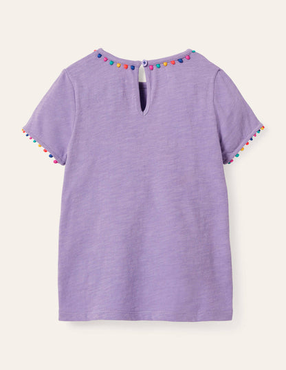 Charlie Pom Jersey T-shirt-Cool Violet Purple-2