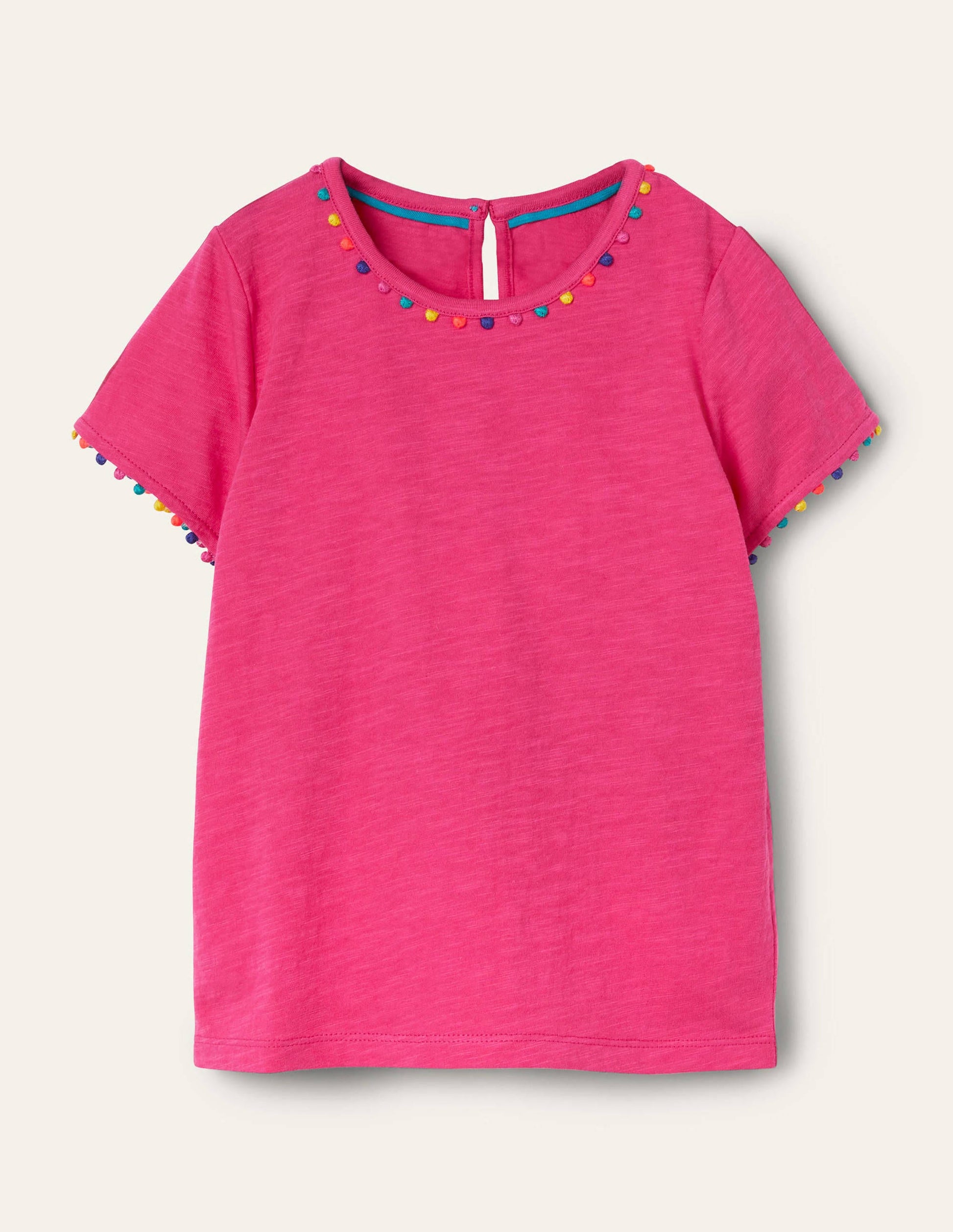 Charlie Pom Jersey T-shirt-Party Pink-1
