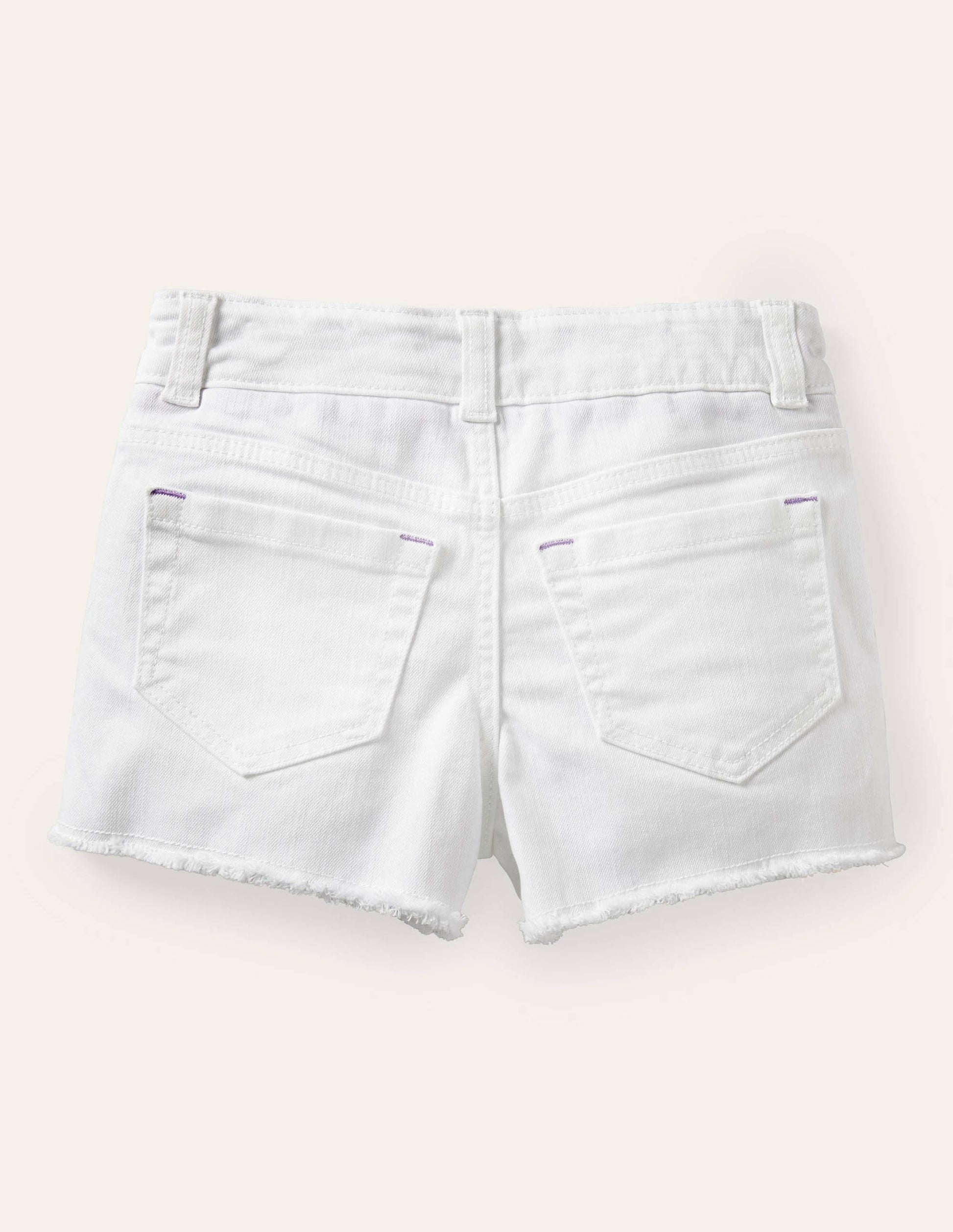 Denim Shorts-White-2