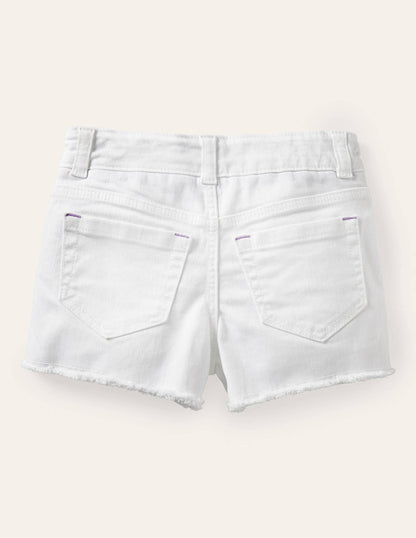 Denim Shorts-White-2