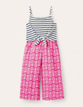 Tie Detail Jersey Jumpsuit-Party Pink Pineapple Geo