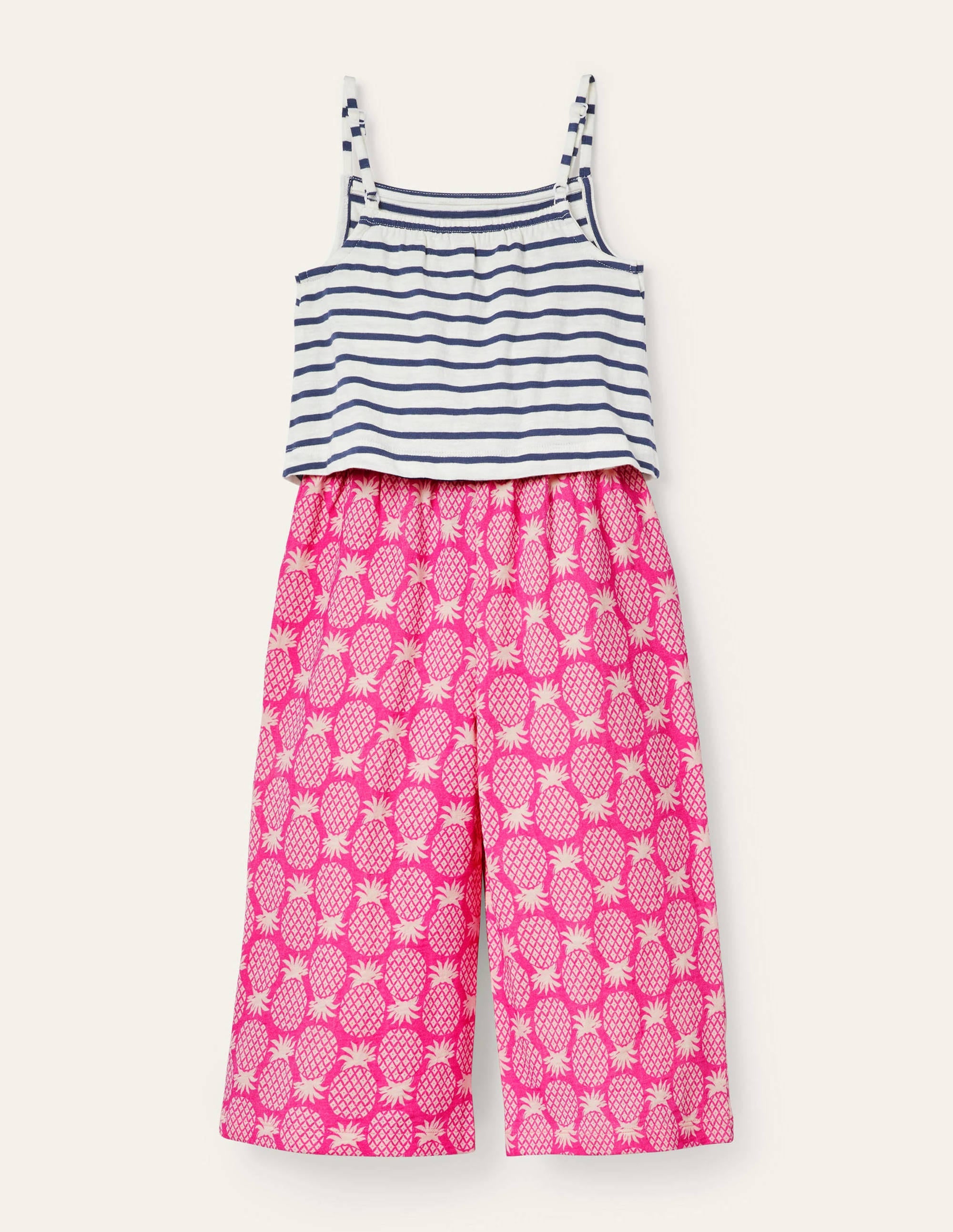 Tie Detail Jersey Jumpsuit-Party Pink Pineapple Geo - Image 2