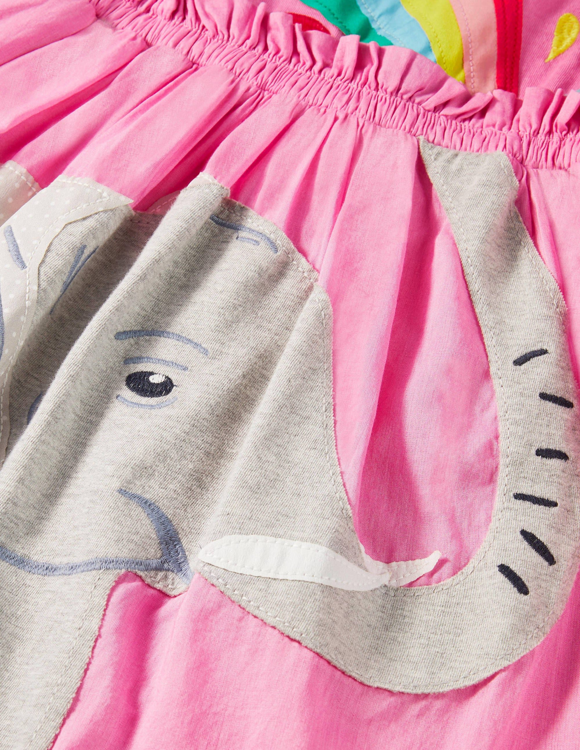 Safari Appliqué Dress-Plum Blossom Pink Elephant - Image 3