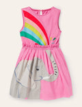 Safari Appliqué Dress-Plum Blossom Pink Elephant