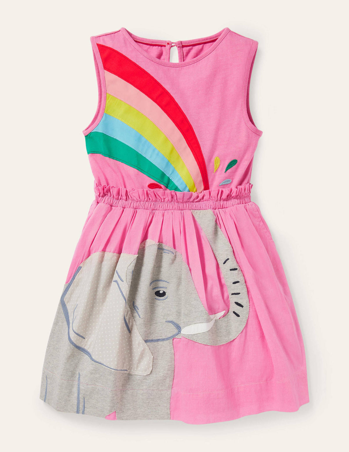 Safari Appliqué Dress-Plum Blossom Pink Elephant-1