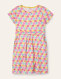 Mini-me Amelie Dress-Multi Palm Leaf Tile