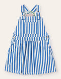 Woven Pinafore Dress-Venice Blue Ticking Stripe