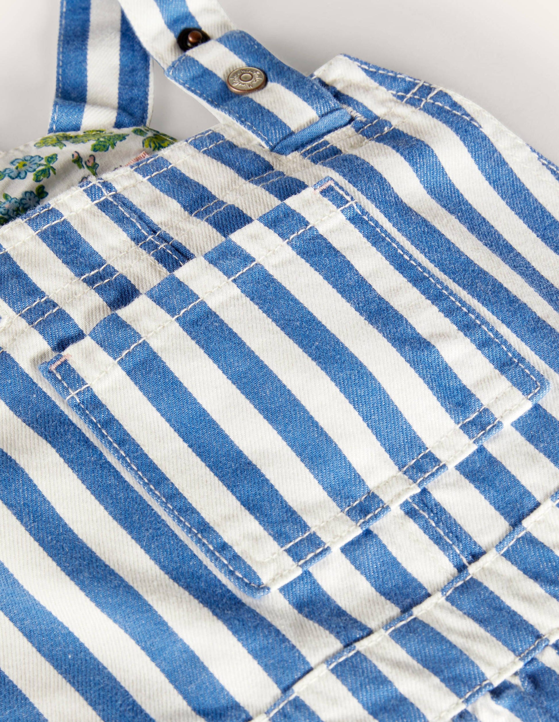 Woven Pinafore Dress-Venice Blue Ticking Stripe-3