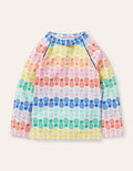 Long-sleeved Rash Vest-Multi Rainbow Pineapple Geo