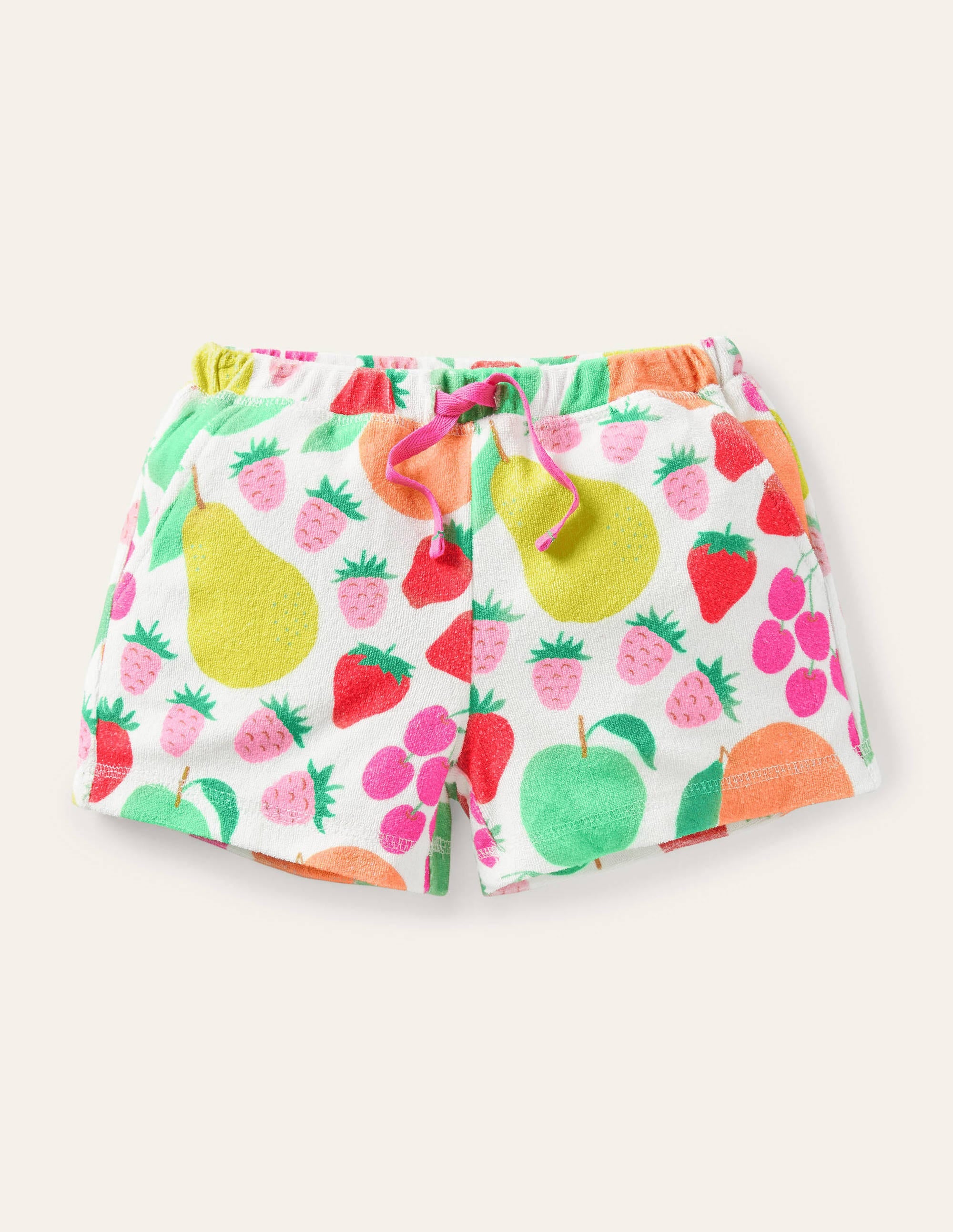 Towelling Shorts-Ivory Tutti Frutti - Image 1