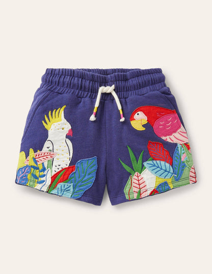 Appliqué Jersey Shorts-Starboard Blue Birds-2