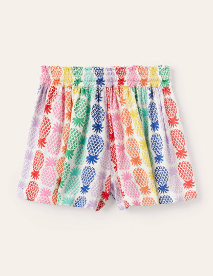 Printed Woven Shorts-Multi Rainbow Pineapple Geo-3