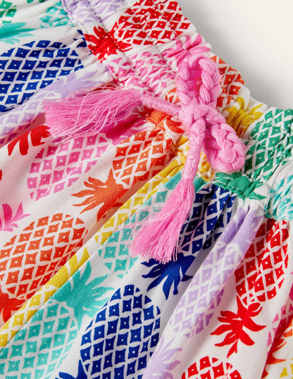 Printed Woven Shorts-Multi Rainbow Pineapple Geo-4