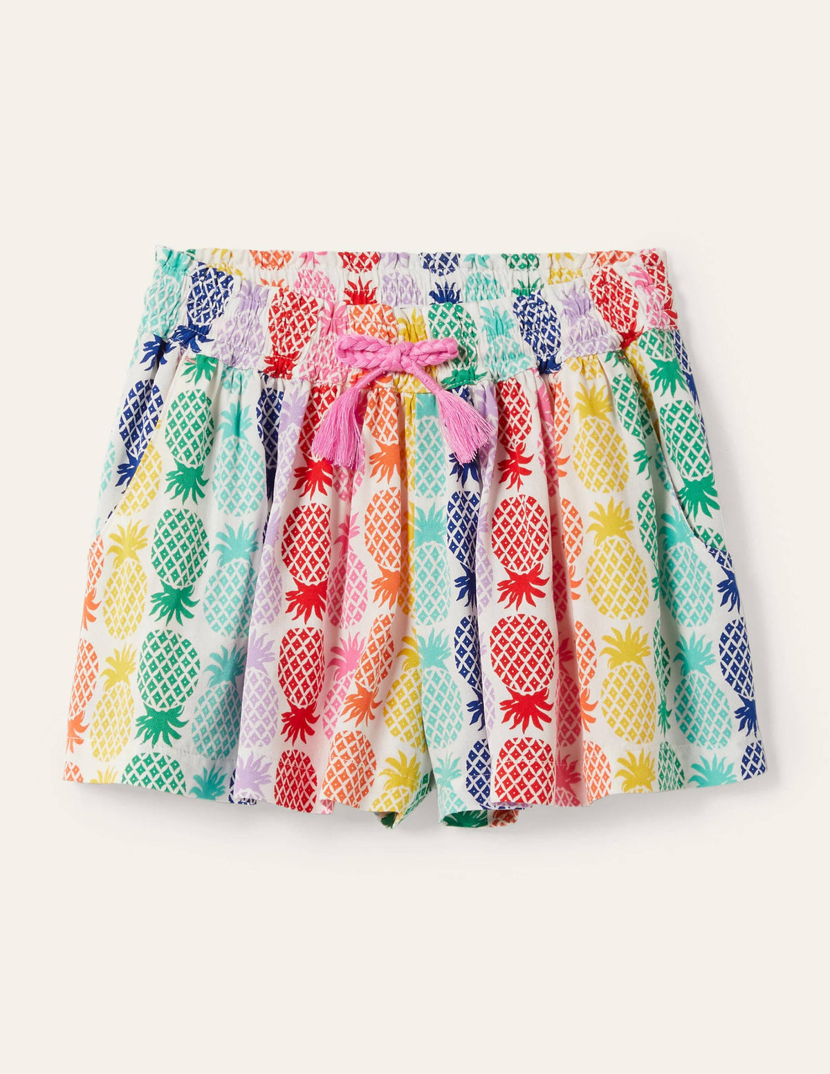 Printed Woven Shorts-Multi Rainbow Pineapple Geo - Image 1
