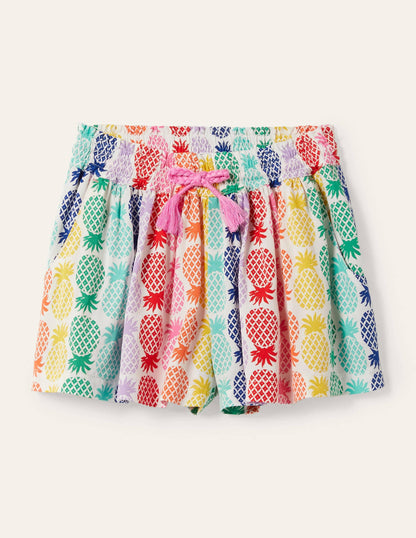 Printed Woven Shorts-Multi Rainbow Pineapple Geo-2