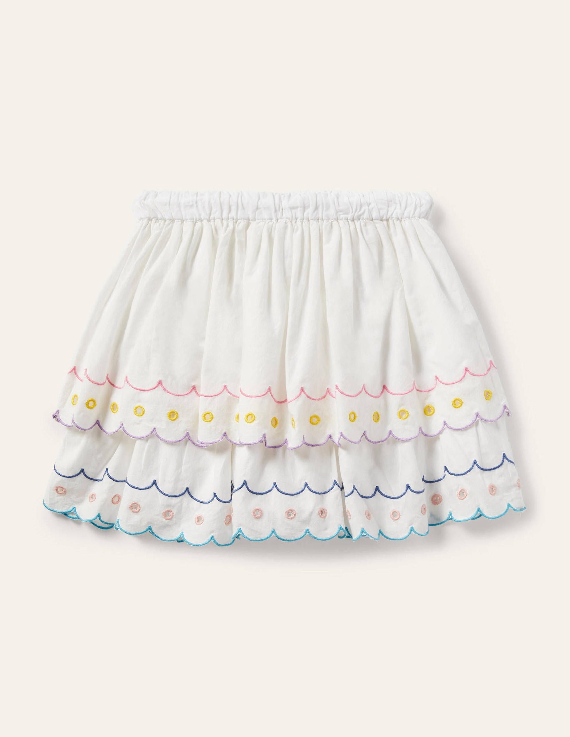 Rainbow Broderie Skirt-Ivory-2