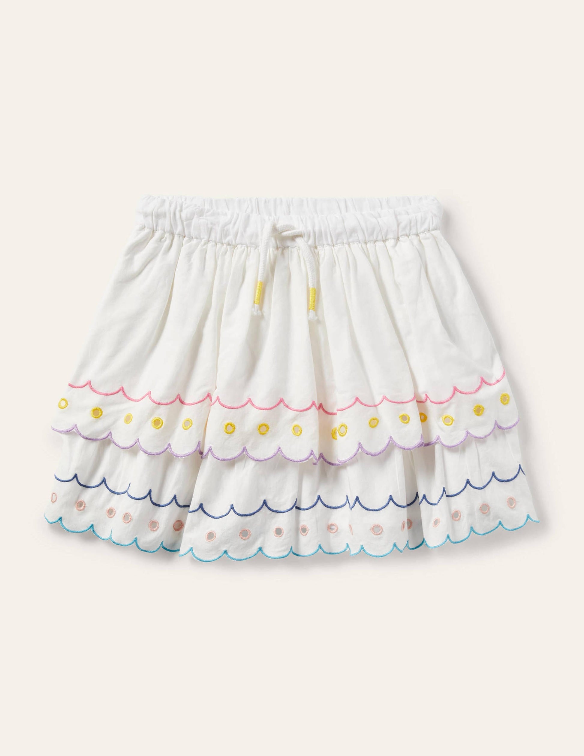 Rainbow Broderie Skirt-Ivory-1